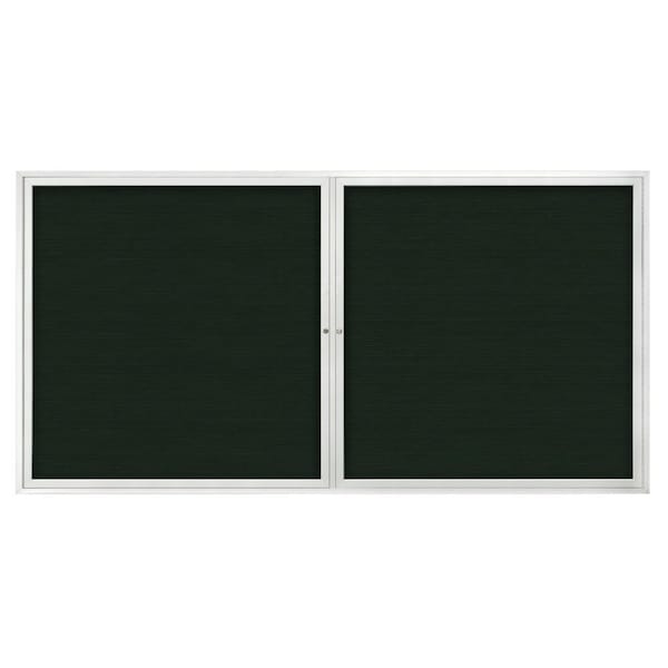 72"x36" 3-Door Enclosed Outdoor Letterboard, Green Felt/Satin